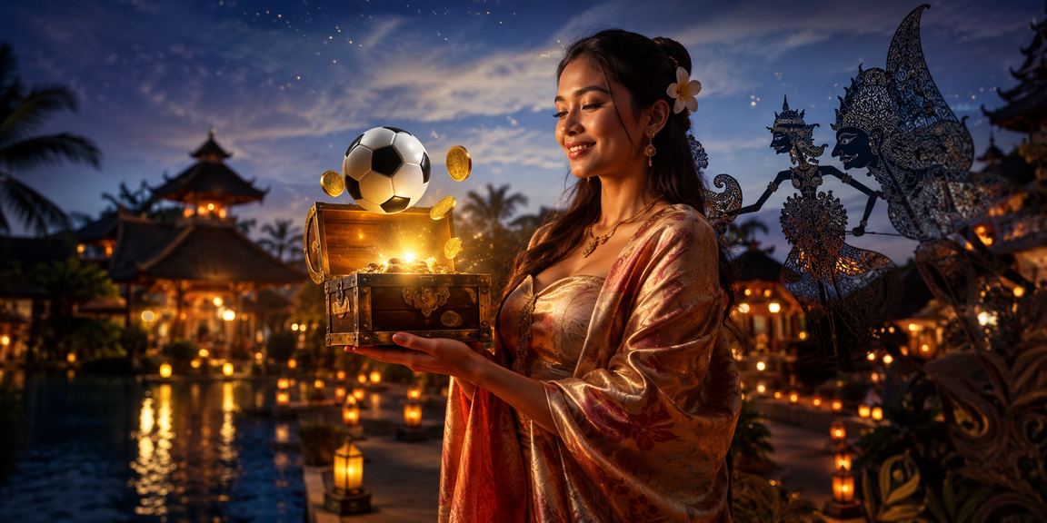 Suasana malam festival lampion dengan penonton menyaksikan pertandingan sepak bola dan taruhan olahraga